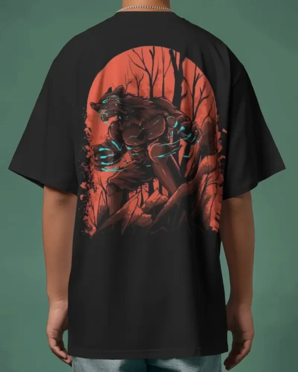 Graphic Printed Oversized T-shirt - Werewolf