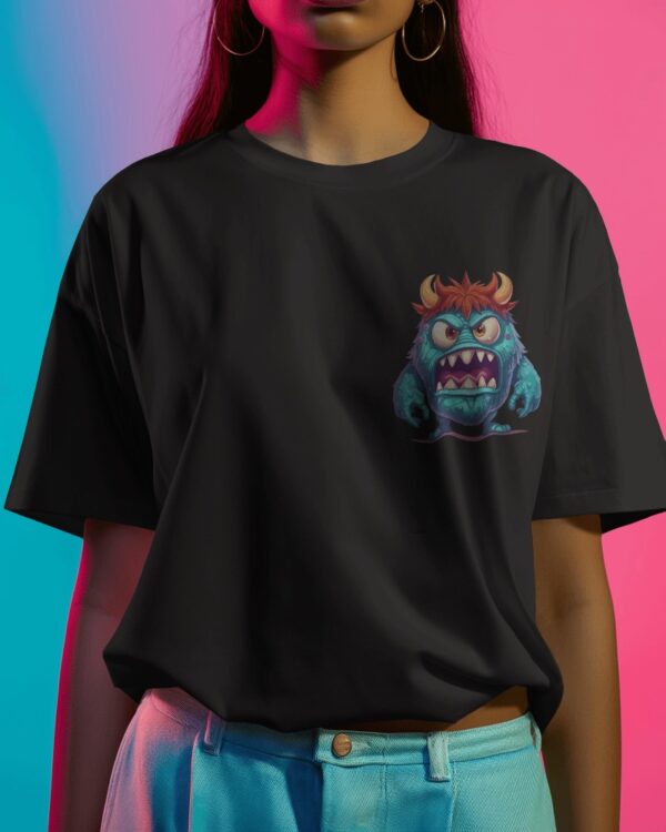 Graphic Printed Oversized T-shirt – Cute Monster