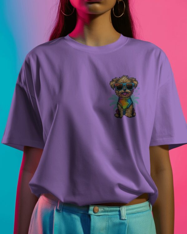 Graphic Printed Oversized T-shirt – Cute Puppy - Image 3