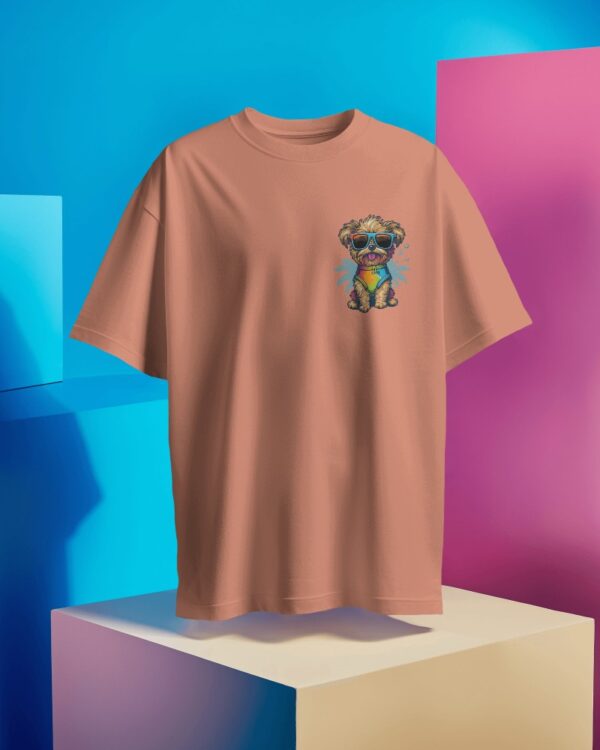 Graphic Printed Oversized T-shirt - Cute Puppy - Image 2